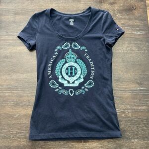 Tommy Hilfiger Navy Blue Graphic Women's Top